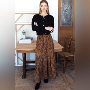 Love Tomas Emerson Fry Shirred Maxi Skirt Vintage Leopard Print Organic XS/S